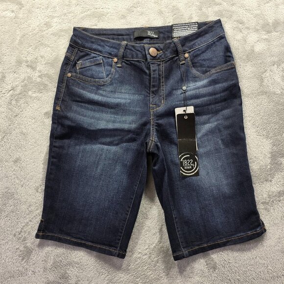 1822 Denim Bermuda Shorts Womens 6 Blue Vintage Stretch Classic Mid Rise Jeans - Picture 1 of 14